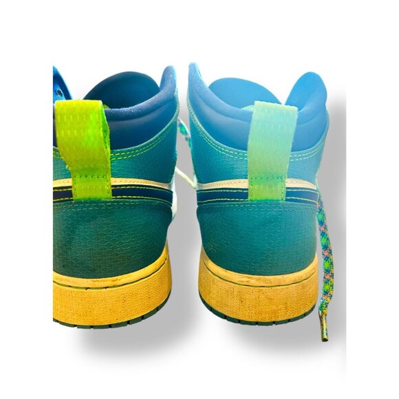 Nike Air Jordan 1 Mid SE Size 6.5Y Blue Green White DA8010-400 Youth Sneakers - Picture 10 of 16